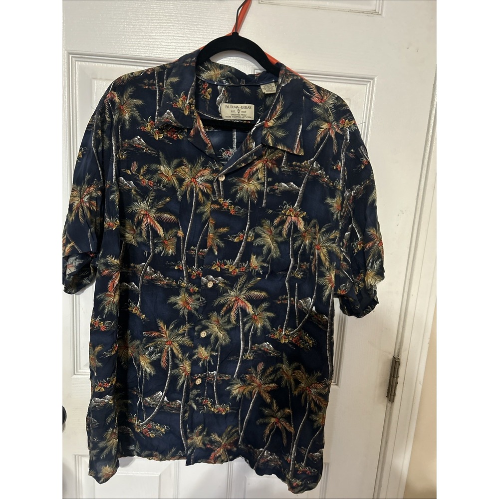 Burma Bibas Men's Hawaiian Shirt Button Up Rayon/Modal Blend Palm Trees 2X
